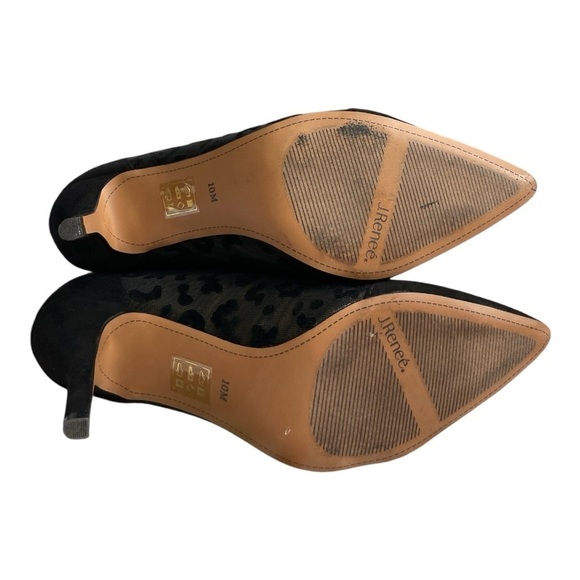 J. Renee Womens Sosian Black Mesh/Suede Heels Shoes 10 Medium - Picture 6 of 9